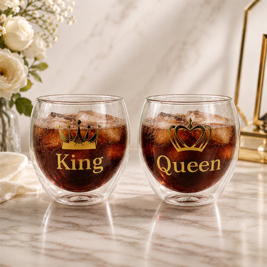 King & Queen Glass Set - Perfect Gift for Couples