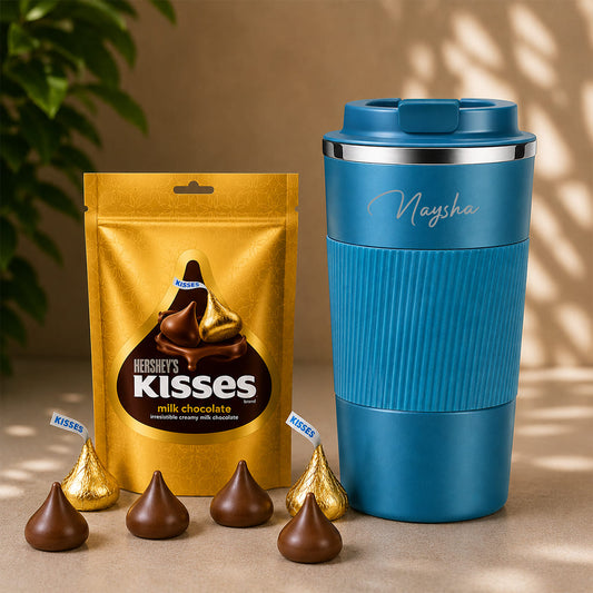 Personalized Travel Coffee Tumbler & Chocolate Gift Set
