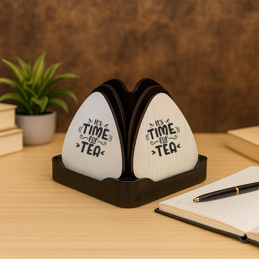 Giftana Lotus Coaster Gifts Set with Engraved Tea & Coffee Quotes