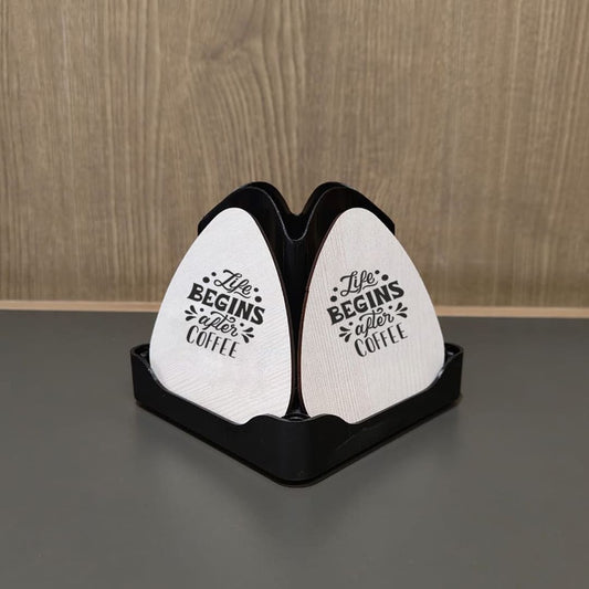 Giftana Lotus Coaster Gifts Set with Engraved Tea & Coffee Quotes