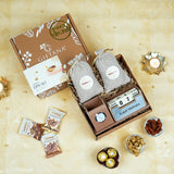 Premium Diwali Gift Hamper with Flavored Cashews, Almonds & Desk Clock Organizer