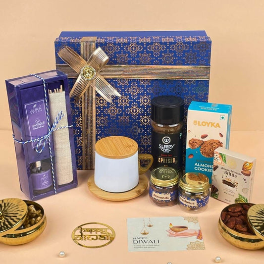 Festive Diwali Treat Box - Coffee, Almonds & Reed Diffuser