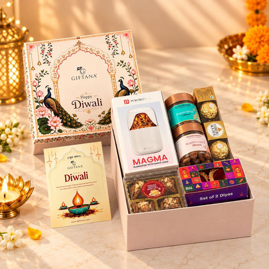 Magma Moments : Premium Diwali Gifts with Humidifier, Dry Fruits & Diyas
