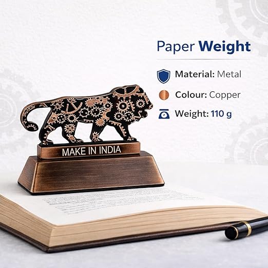 Make in India Lion Paper Weight with Mechanical Gear Design