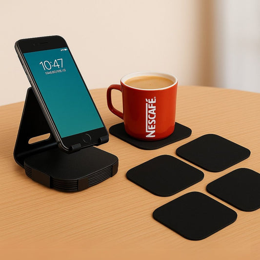 Personalized Gift : Metal Mobile Stand with Matching Coasters - Giftana 