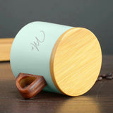 Mr & Mrs Coffee Mugs with Wooden Lid & Saucer - Perfect Combo Gift for Couples - Giftana 