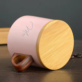 Mr & Mrs Coffee Mugs with Wooden Lid & Saucer - Perfect Combo Gift for Couples - Giftana 