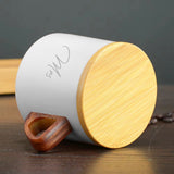 Mr & Mrs Coffee Mugs with Wooden Lid & Saucer - Perfect Combo Gift for Couples - Giftana 