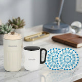 Name Engraved Smart Tumbler Mug Set with Round Coasters