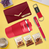 Nice Gifts for Her : Personalized Maroon Tumbler, Wallet, Pen, Keychain & Loyka