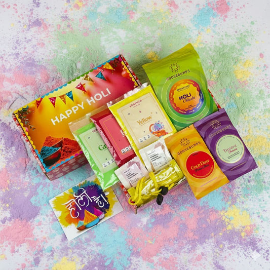 Premium Holi Gift Box - Colors, Thandai, Festive Snacks & Fun Surprises