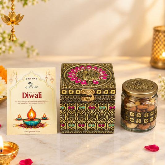 Peacock Jar 1 - Dry Fruit Diwali Gift