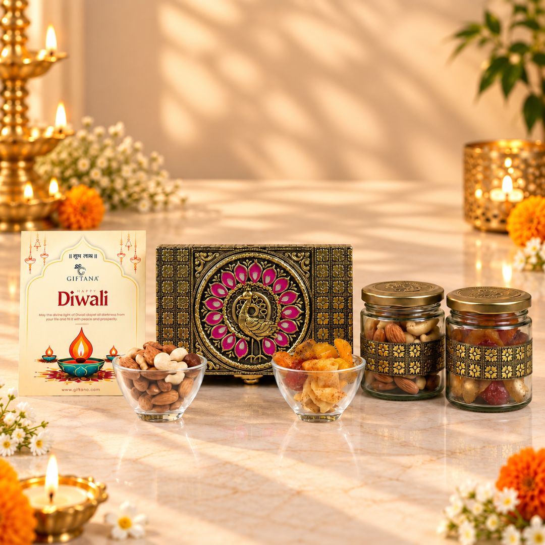 Peacock Jar 2 – Premium Dry Fruit Diwali Gift Hamper