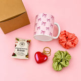 Perfect Gift for Her with Ceramic Mug, Scrunchies & Heart Keychain