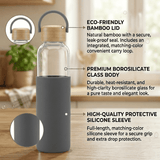 Personalized Borosilicate Glass Bottle 500ml with Bamboo Lid