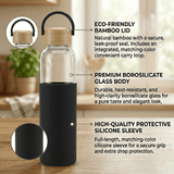 Personalized Borosilicate Glass Bottle 500ml with Bamboo Lid