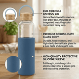 Personalized Borosilicate Glass Bottle 500ml with Bamboo Lid