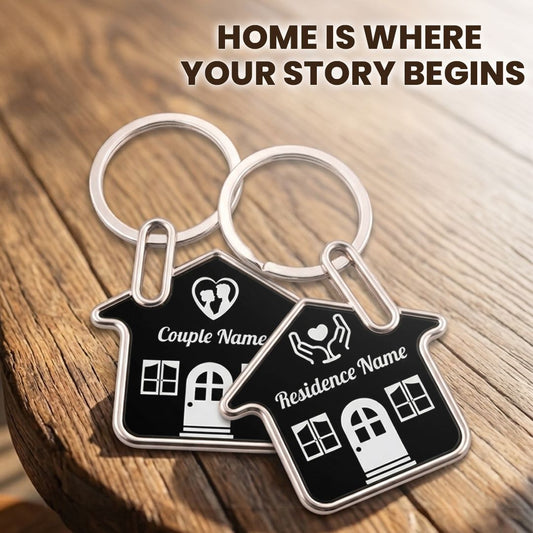 Personalized Couple and Home Keychain Gift Set