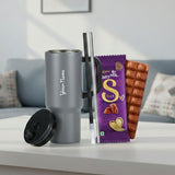 Personalized 710ml Stainless Steel Handle Tumbler with Silk Chocolate Gift Set