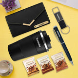 Perfect Gifts for Her : Personalized 5-in-1 Black Tumbler, Wallet, Pen, Keychain, & Loyka