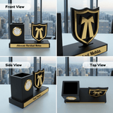 Personalized Advocate Desk Organizer Gift with Clock & Pen Holder