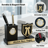 Personalized Advocate Desk Organizer Gift with Clock & Pen Holder
