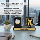 Personalized Advocate Desk Organizer Gift with Clock & Pen Holder