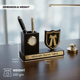 Personalized Advocate Desk Organizer Gift with Clock & Pen Holder