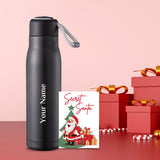 Personalized Hot & Cold Rope Bottle & Secret Santa Card - Black