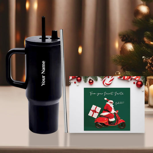 Personalized Insulated Tumbler Gift with Secret Santa Card