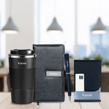 Personalized Office Essentials Gift Set - Coffee Tumbler, Diary, Pen & Cardholder - Black