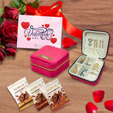 Personalized Valentine Gift for GF: Red Jewelry Box, Chocolates & Love Card