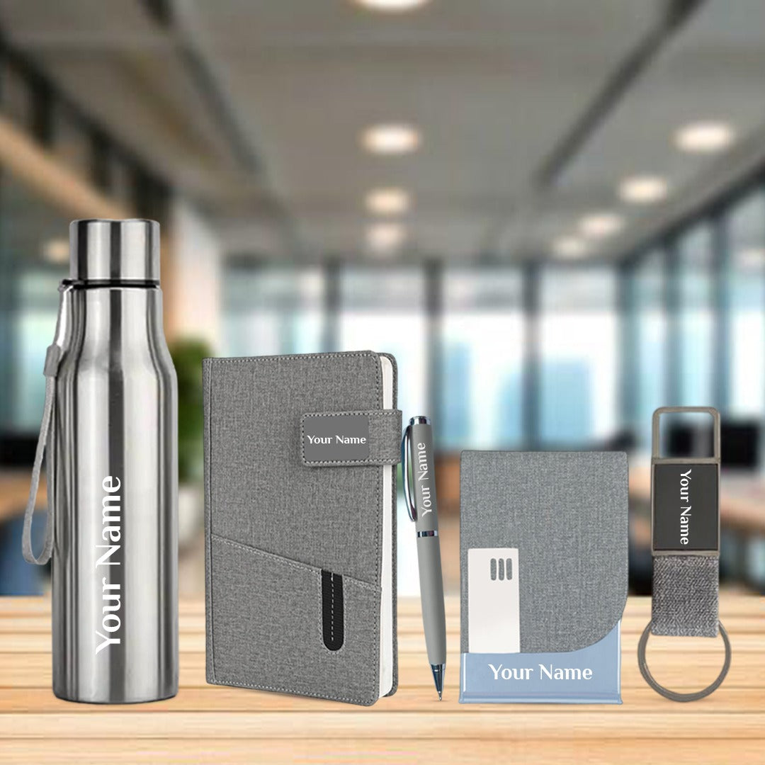 1 Gift Set Water Bottle, Metallic Pen, Keychain, Notebook DiaryGiftana 