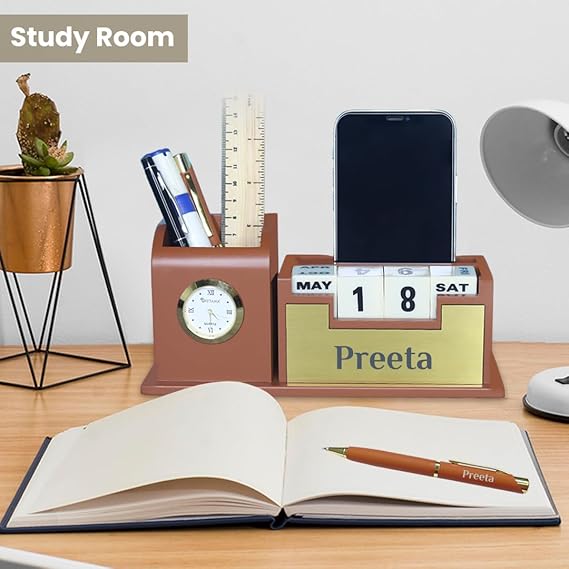 Personalized Desk Organizer with Pen Set - Giftana