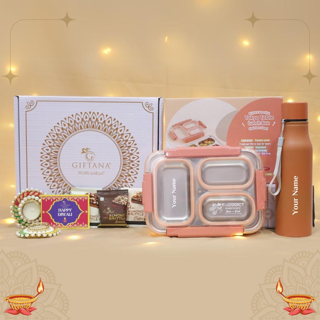 Personalized Diwali Lunch Box Hamper - Tan