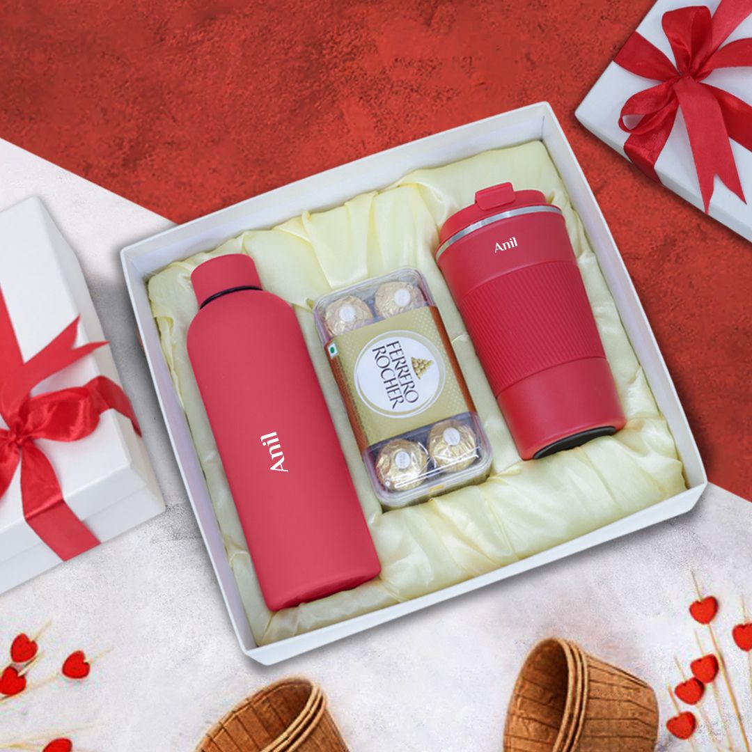 Personalized Flask & Tumbler, ferrero - red