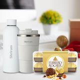 Personalized Flask & Tumbler, ferrero - white