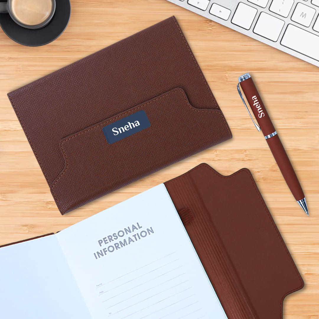 Personalized Gift : Giftana 2-in-1 Folding Diary with Pen - Giftana 