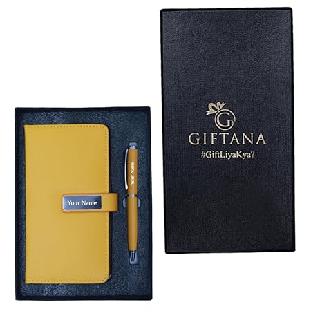 Personalized Handy Notebook Diary and Pen - Yellow