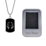 Cancer Zodiac Mens Fashion Jewellery Gift Rectangle Pendant NecklaceGiftana 