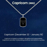 Capricorn Zodiac Mens Fashion Jewellery Gift Rectangle Pendant NecklaceGiftana 