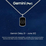 Gemini Zodiac Mens Fashion Jewellery Gift Rectangle Pendant NecklaceGiftana 