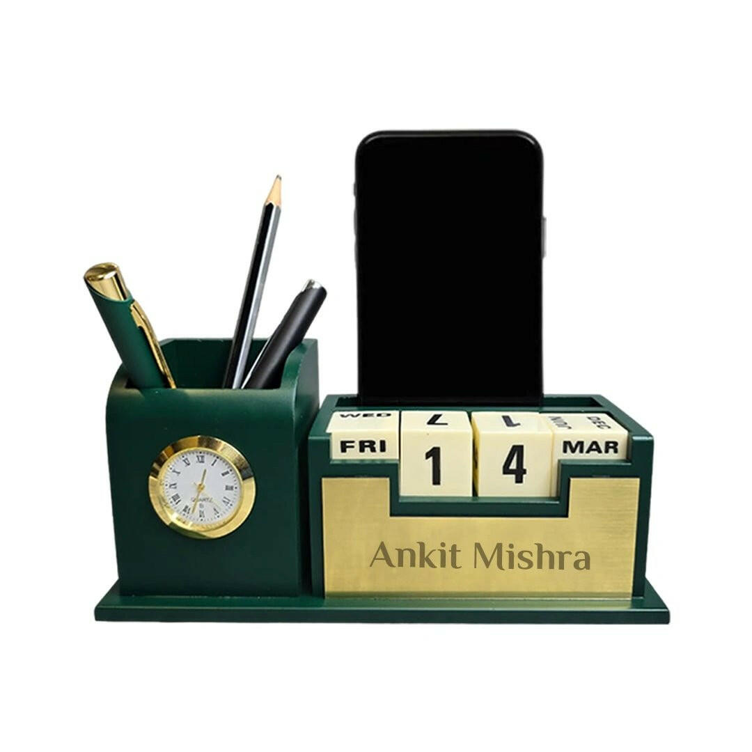 Personalized Pen Stand with Card Holder Table Watch Mobile Phone Sta Giftana