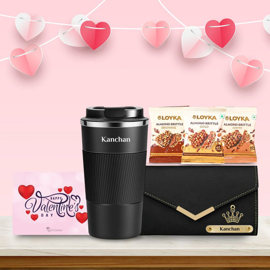 Valentine’s Presents for Wife : Tumbler, Wallet, Chocolates, and Custom Card - Giftana 