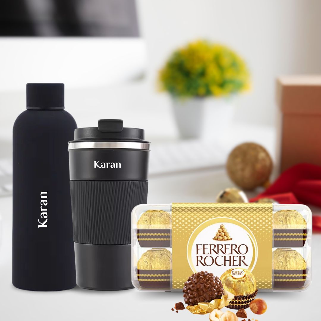 Personalized tumbler, bottle and ferrero 16 pcs