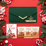 Prsonalized wallet, loyka assorted, santa card - green