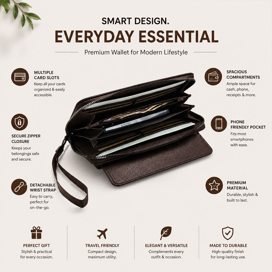 Premium Brown Leather Wallet Gifts for Women