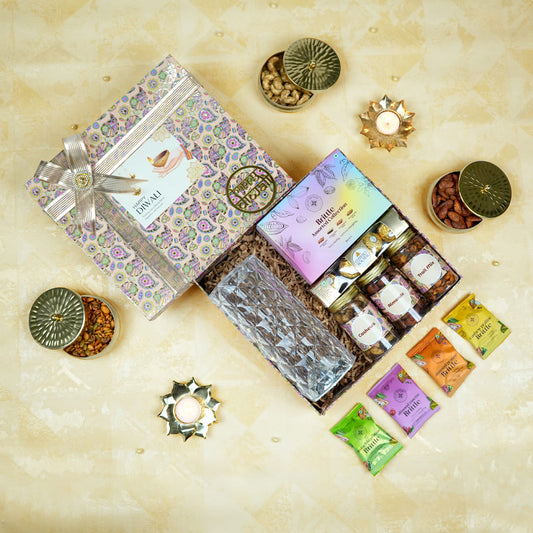 Diwali Hampers with Home Decor Crystal Lamp & Treats