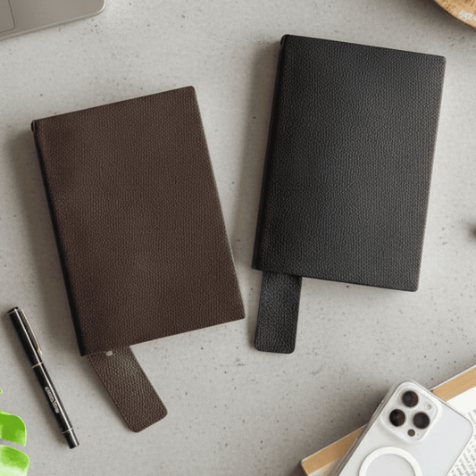 Premium Leather Notebook with Bookmark - A Classy & Useful Gift