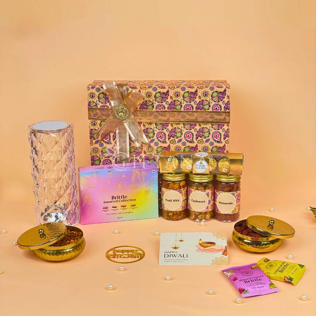 Diwali Hampers with Home Decor Crystal Lamp & Treats